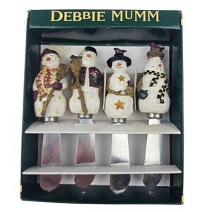 Debbie Mumm‎ Snowman Spreader Knives Set Holiday Winter Cheese Spreaders